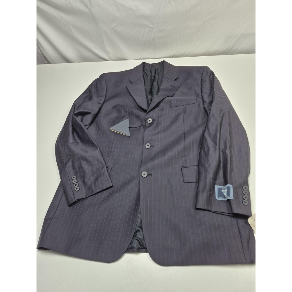 Due Per Due Suit Jacket Mens 44 Long Gray Wool Pinstripe 3 Button Canada NWT